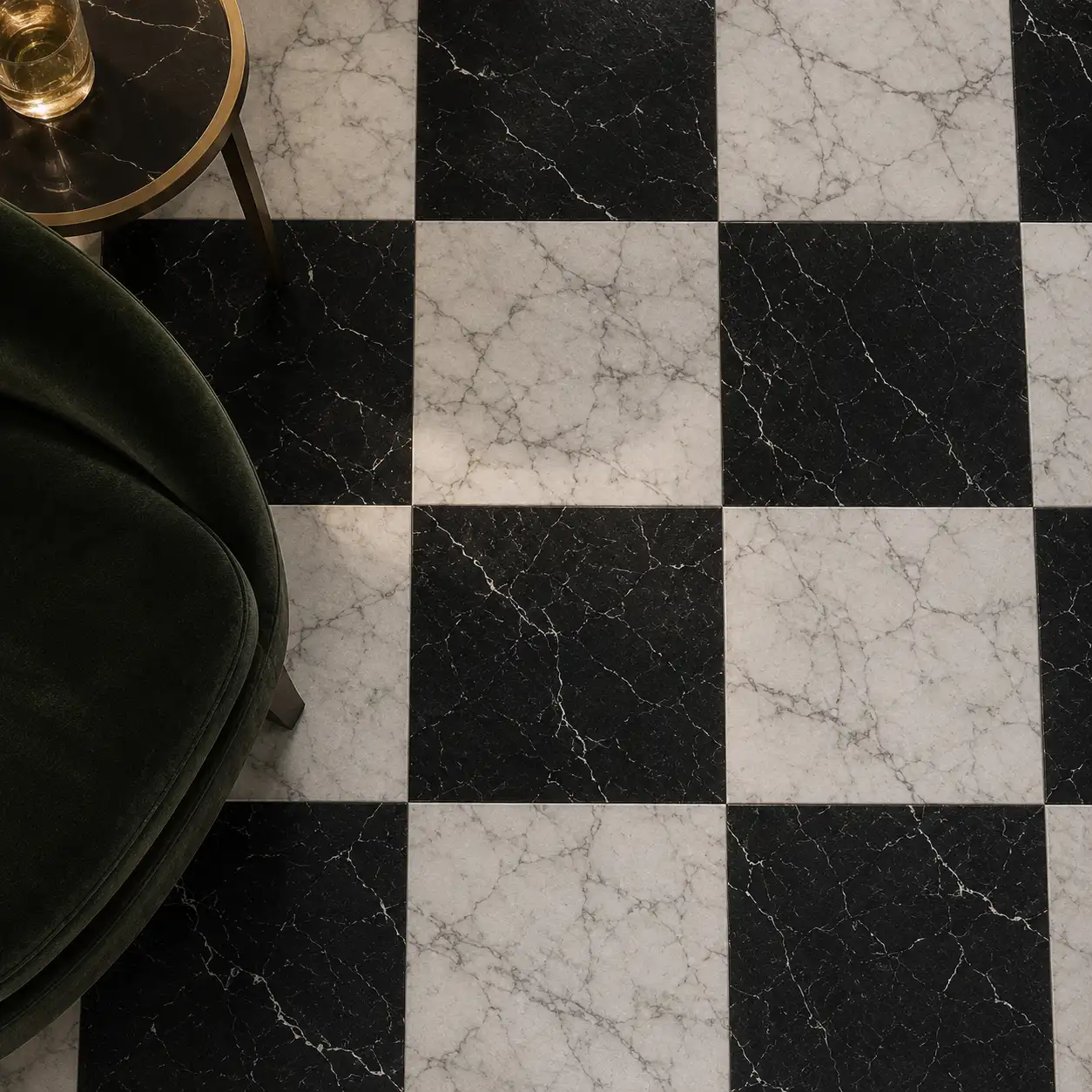 Nero Marquina & Statuary12×12 Field Tile Honed
