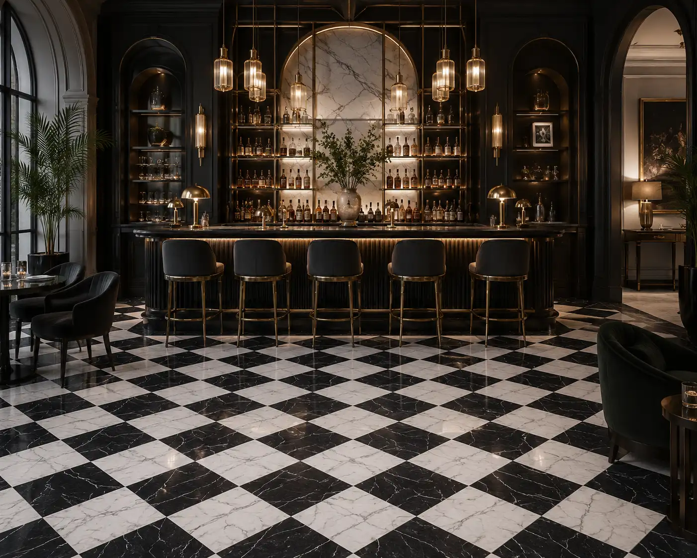 Nero Marquina & Statuary 12×12 Field Tile Honed