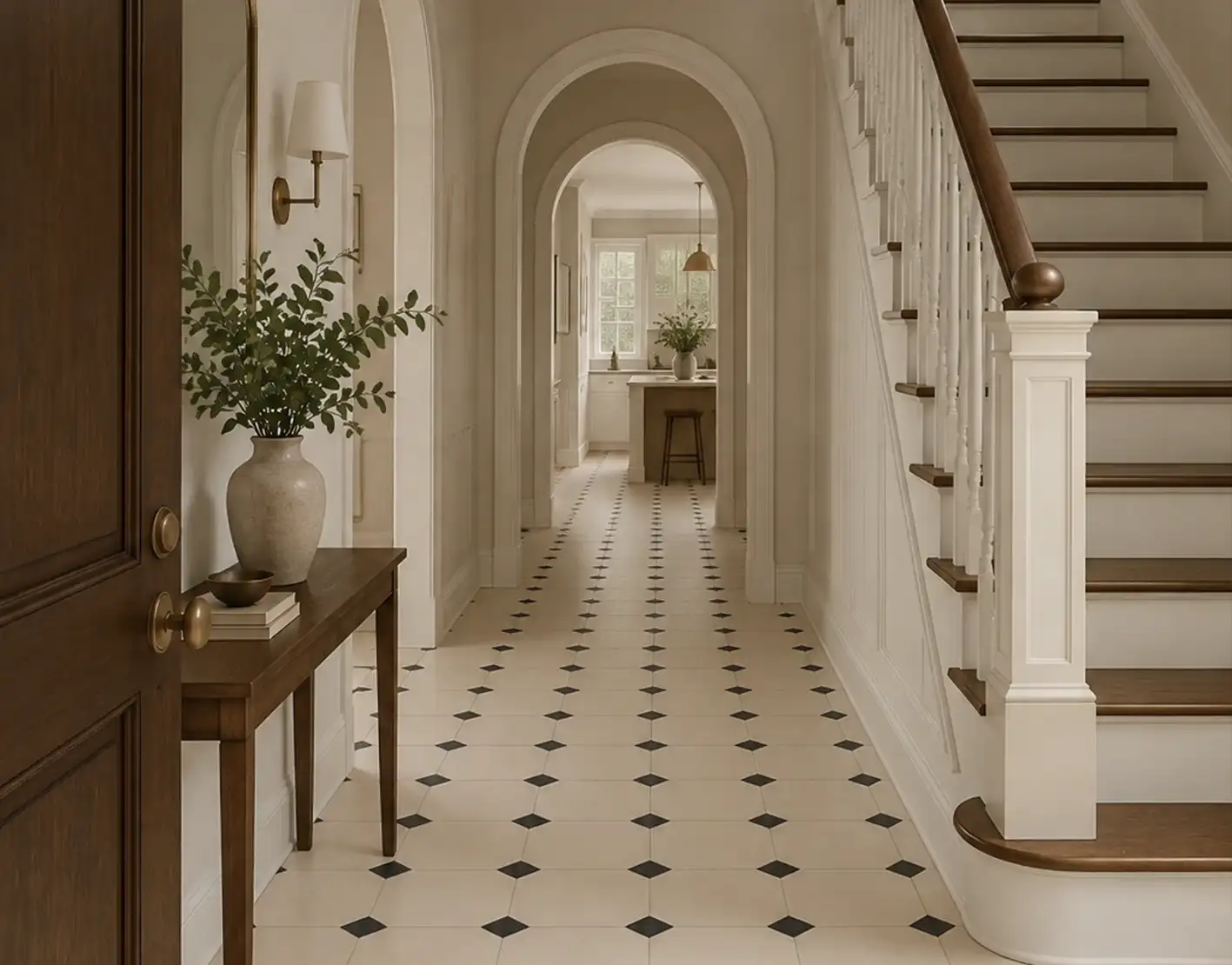 Clair 12 octagon with Midnight Bluestone dot floor