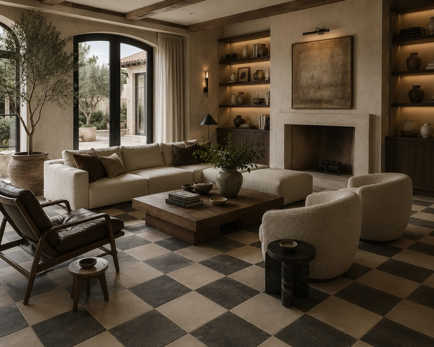 Earthen Moka and Almond Pressed Matte Tile